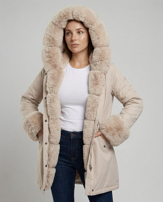 Elegante Damen Kunstpelzjacke