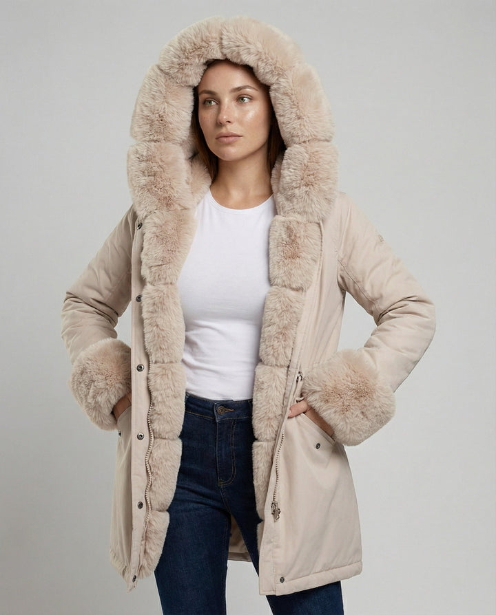 Elegante Damen Kunstpelzjacke