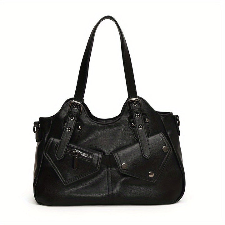 Nord Taschen | Vegane Rindsleder Hobo-Tasche, Motorradstil Schultertasche