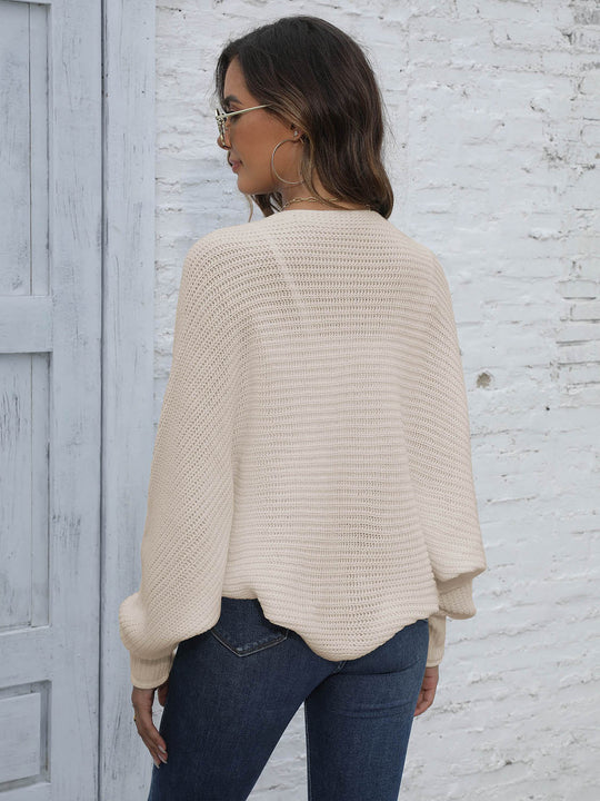 Bat Sleeve Offenes Front Kurzes Cardigan - Vittorelli