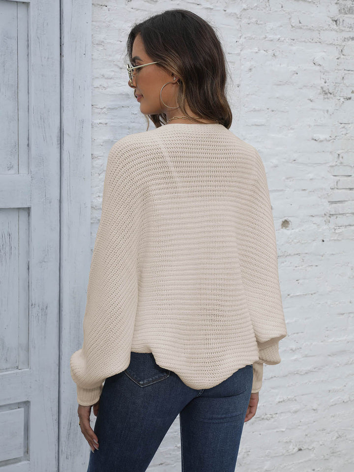 Bat Sleeve Offenes Front Kurzes Cardigan