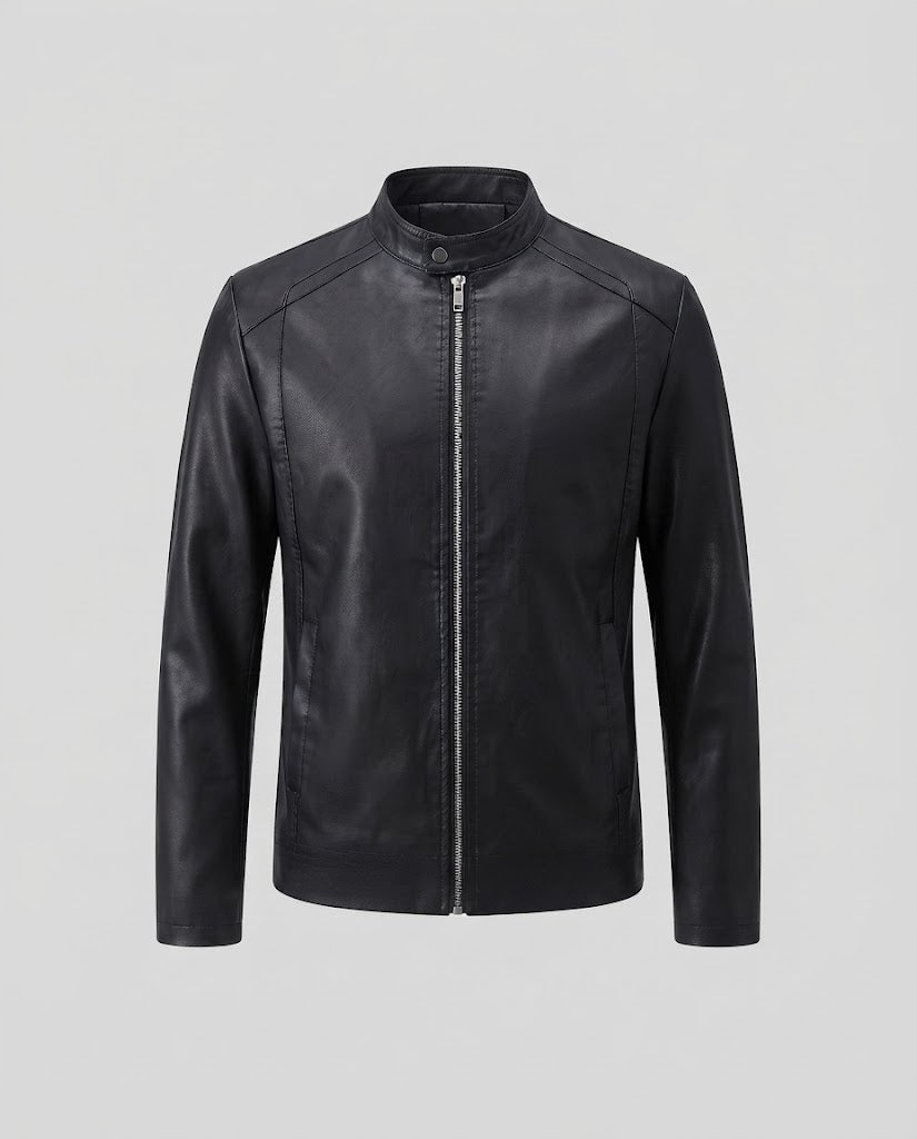 Herren Stilvolle Lederjacke Nord Taschen