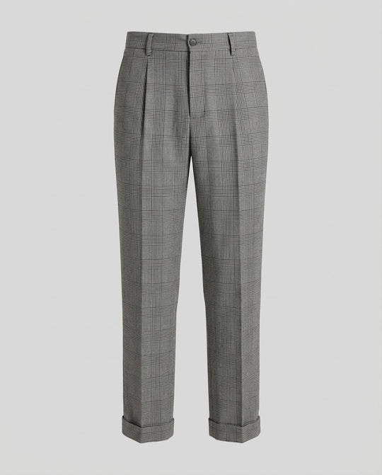 Herren Weite Tailored-Lounge-Hose mit Glencheck, hohem Bund und extra langem Bein Nord Taschen