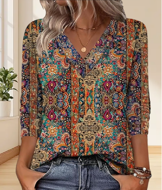 Lässige Bluse mit Elegantem Muster