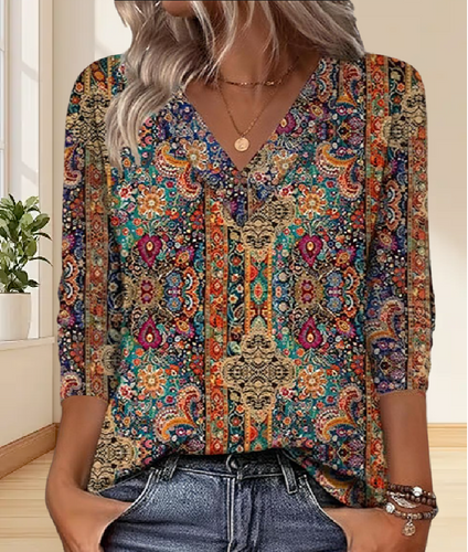 Lässige Bluse mit Elegantem Muster