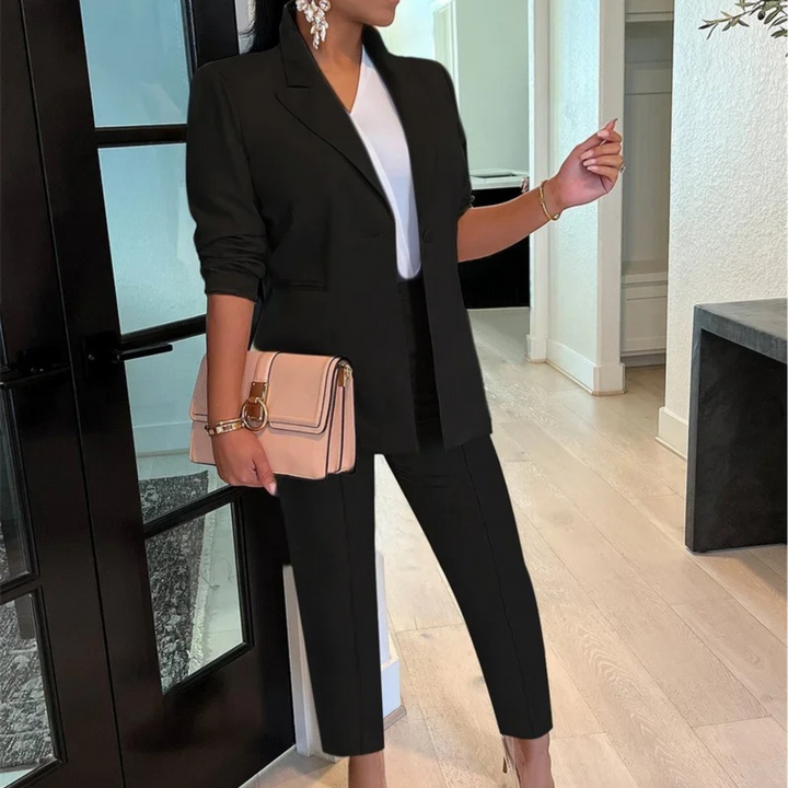 Schicke Herbst Bürostil Blazer und Hosen Set für Frauen