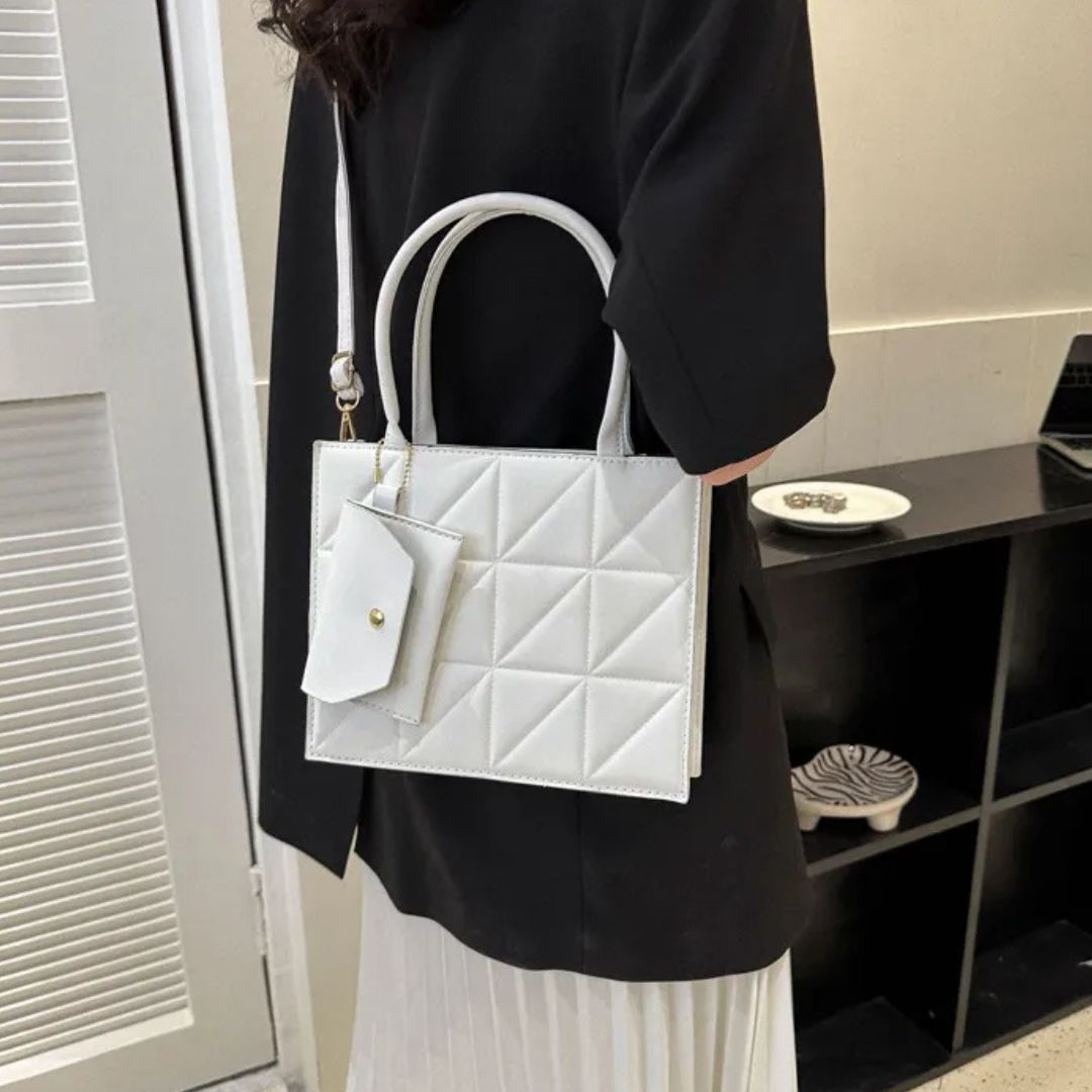 Nord Taschen | Handtasche mit Quadratprägung - Stilvolle Umhängetasche mit praktischer Kartenhülle
