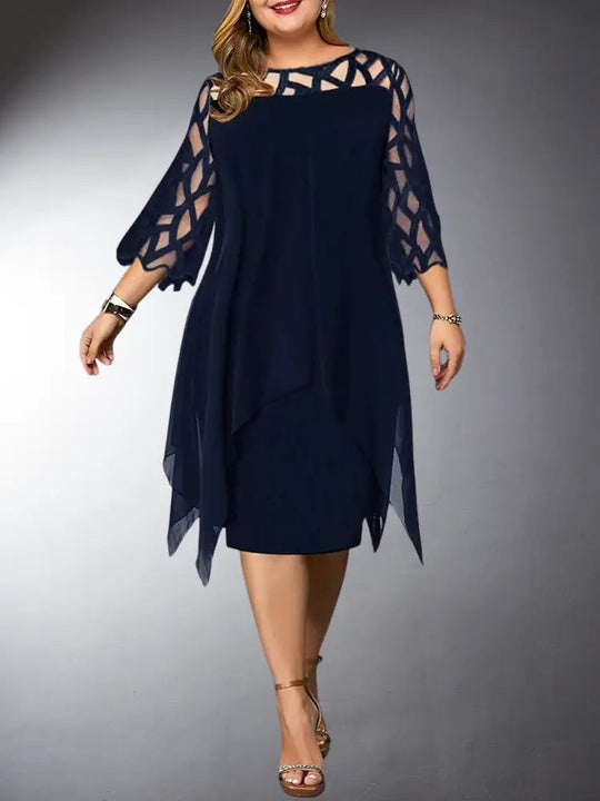 Elegantes Plus Size Spitzen-Midi-Kleid