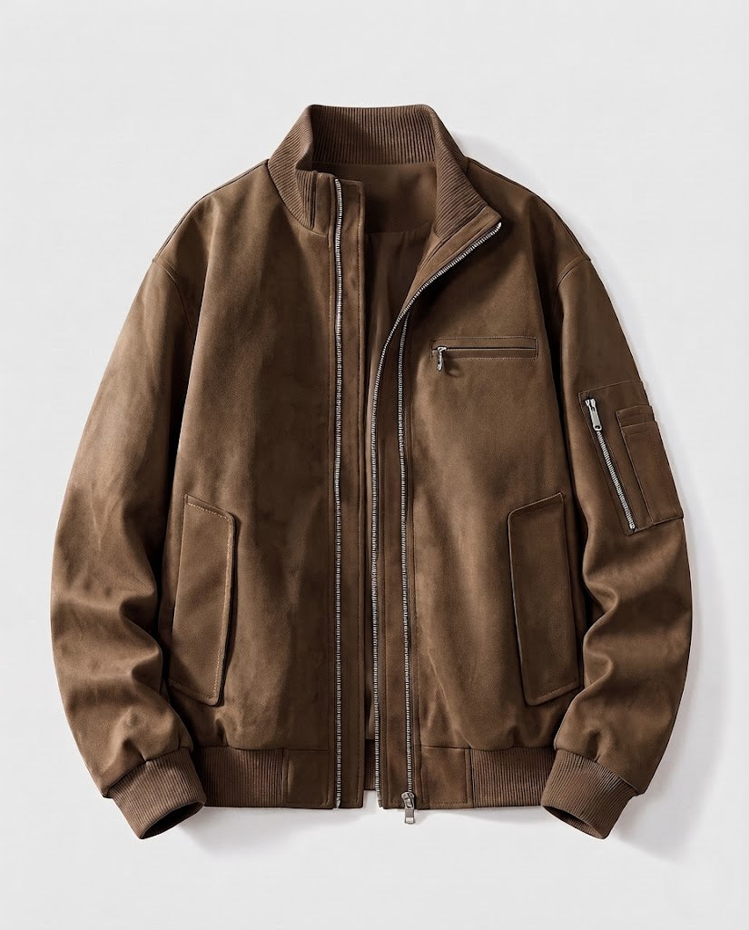 Herren Oversized Bomberjacke mit Stehkragen und Utility-Ärmeltasche Nord Taschen