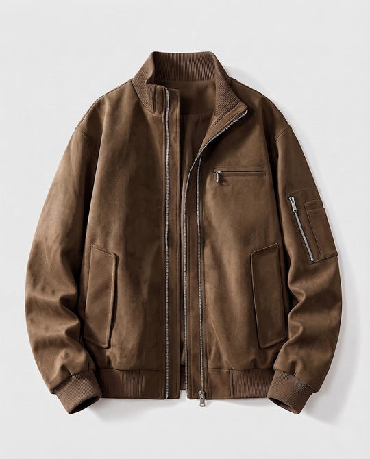 Herren Oversized Bomberjacke mit Stehkragen und Utility-Ärmeltasche Nord Taschen