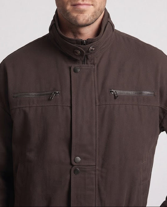 Herren Utility-Bomberjacke mit hohem Stehkragen verdeckter Druckknopfleiste und elastischem Bund Nord Taschen