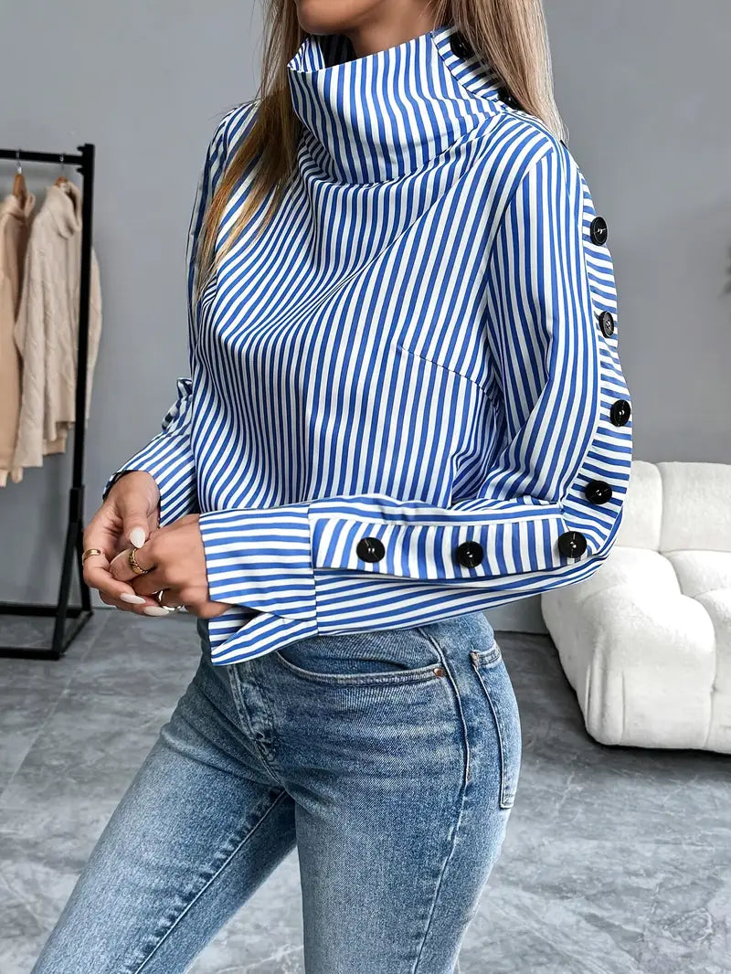 Stylische Gestreifte Bluse Aus Baumwolle