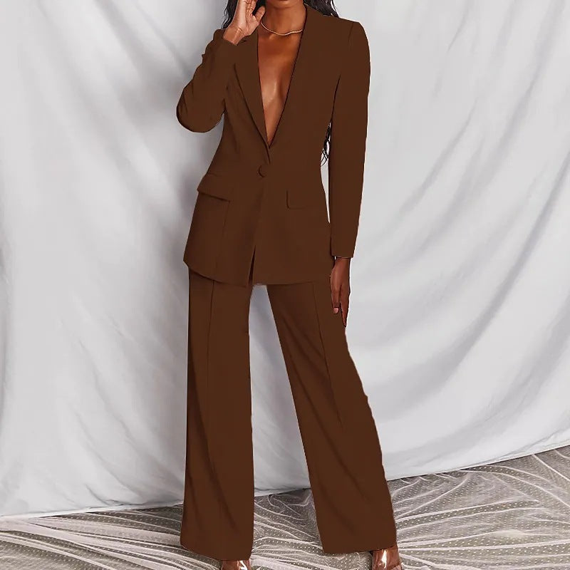 Eleganter Damenanzug mit Langen Ärmeln und Hose