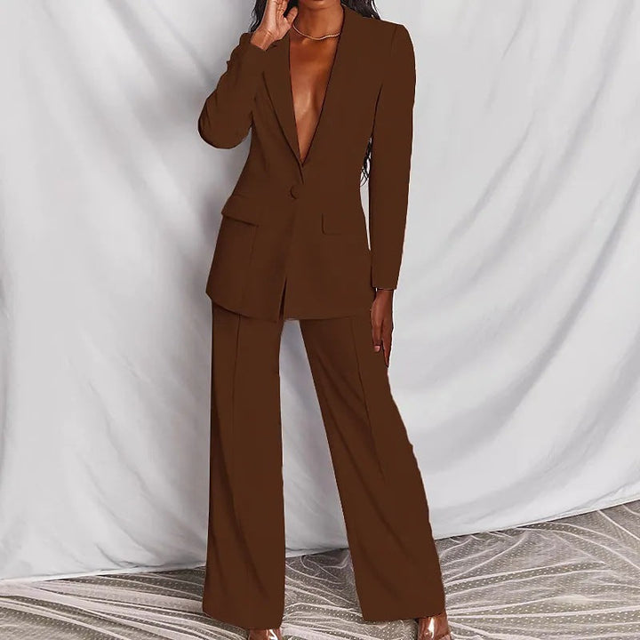 Eleganter Damenanzug mit Langen Ärmeln und Hose