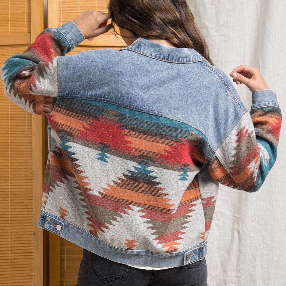 Nord Taschen | Western-inspirierte Denimjacke Einzigartig und Stilvoll Boho-look
