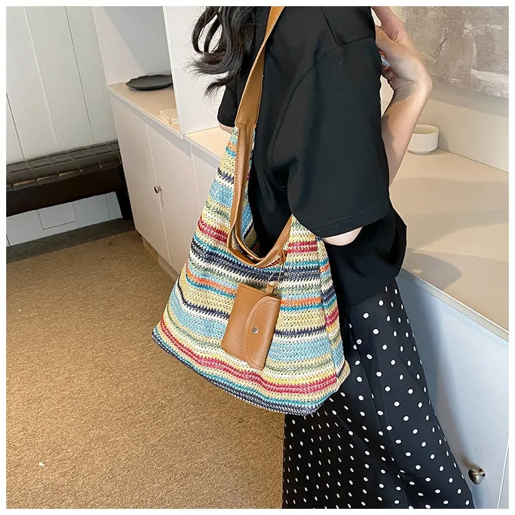 Nord Taschen | für Damen - Bunte Schultertasche aus Baumwolle mit praktischer Zusatztasche