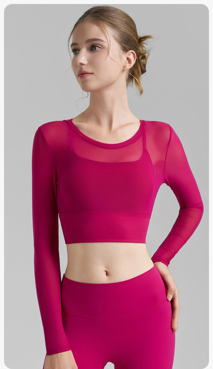 Fake zwei sexy Mesh-Yoga-Kleidung