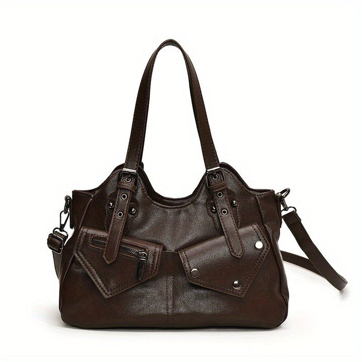 Nord Taschen | Vegane Rindsleder Hobo-Tasche, Motorradstil Schultertasche