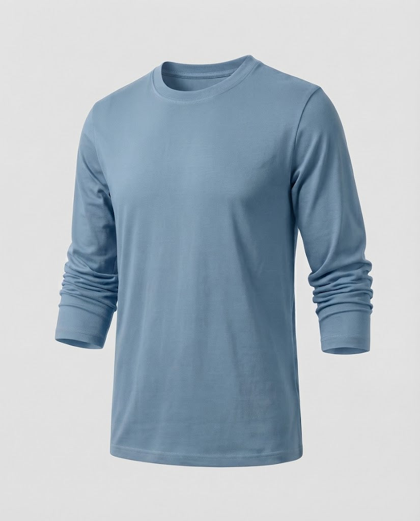 Herren Feines Langarm-Basicsweatshirt mit Rundhalsausschnitt & leichter Jerseystruktur Nord Taschen