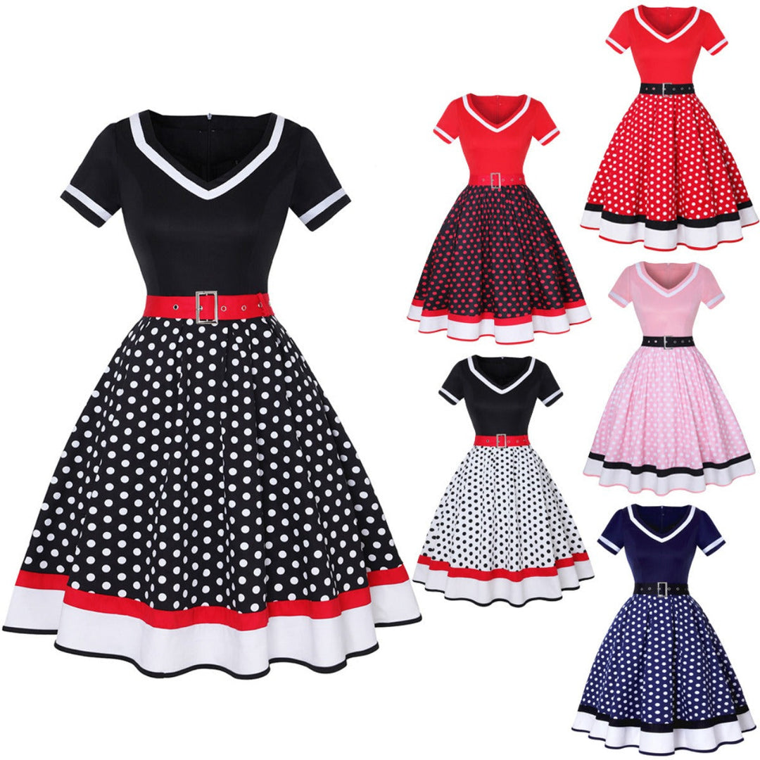 Vintage Hepburn Polka Dot Kleid