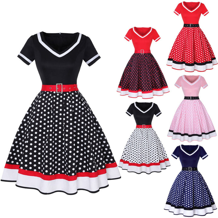 Vintage Hepburn Polka Dot Kleid