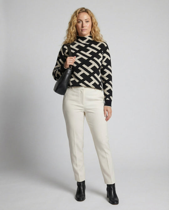 Bequemer Geometrischer Pullover Damen