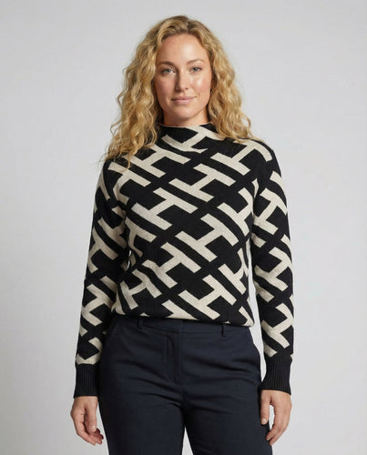 Bequemer Geometrischer Pullover Damen