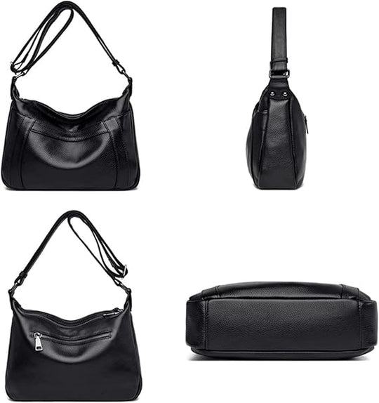 Nord Taschen | Leder-Umhängetasche für Damen - Hochwertige Schultertasche mit praktischen Reißverschlusstaschen