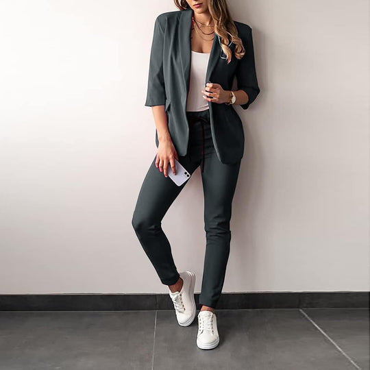 2-Teiliger Damenanzug Stilvoller Blazer und Hose für Damen