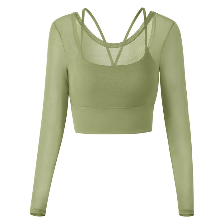 Fake zwei sexy Mesh-Yoga-Kleidung