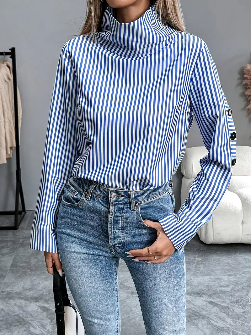 Stylische Gestreifte Bluse Aus Baumwolle