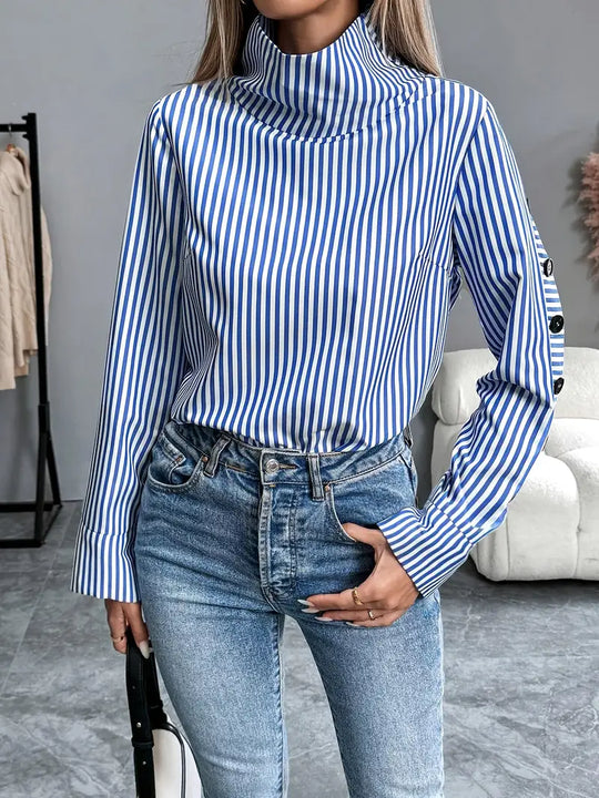 Stylische Gestreifte Bluse Aus Baumwolle