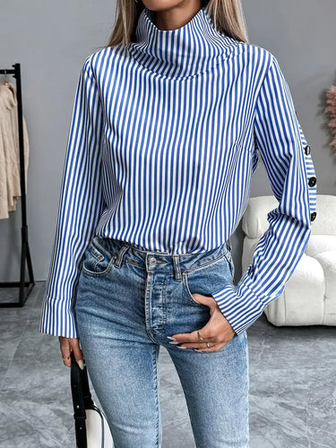 Stylische Gestreifte Bluse Aus Baumwolle