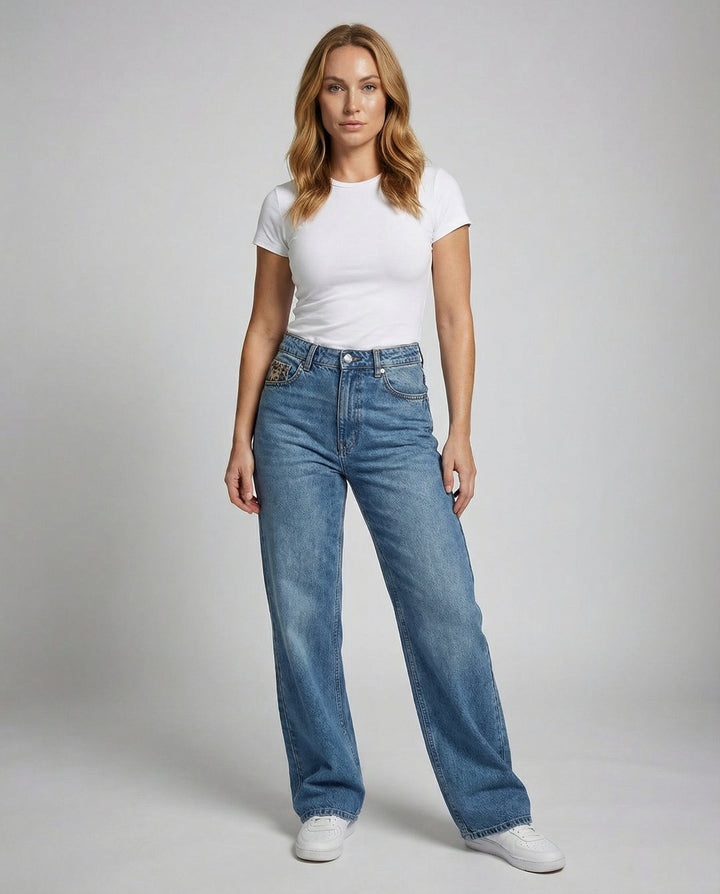 Retro Leoparden Boyfriend Jeans