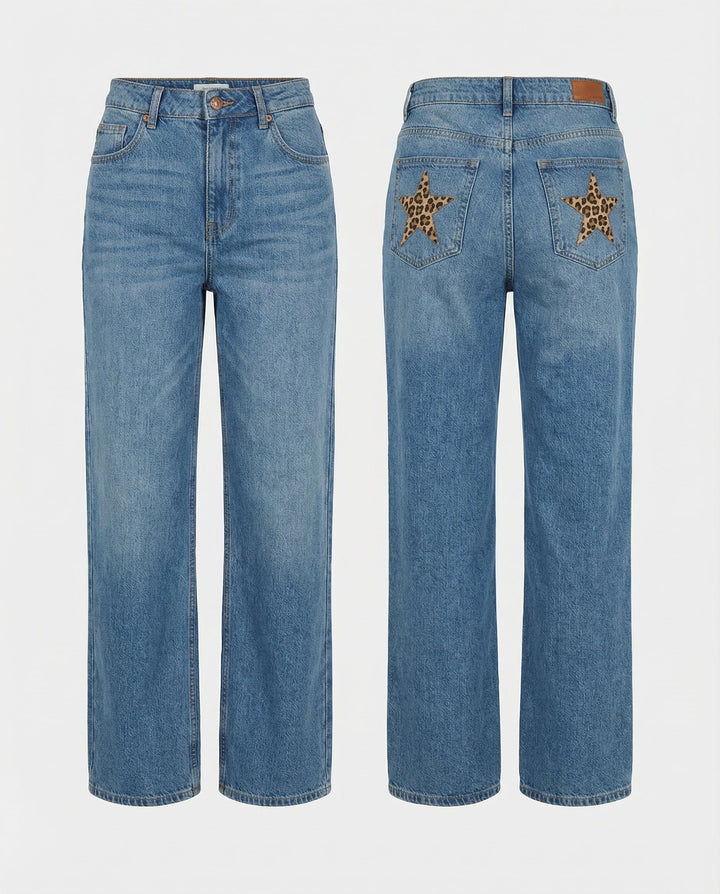 Retro Leoparden Boyfriend Jeans