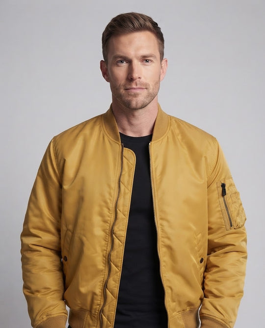 Herren Nylon-Bomberjacke im Aviator-Style mit gesteppter Thermo-Innenlage und Ärmel-Utilitytasche Nord Taschen