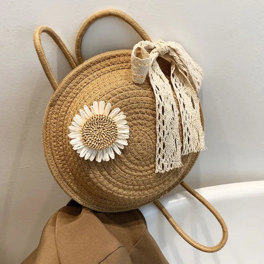 Nord Taschen | Tasche für Damen - Handgefertigte Umhängetasche aus Strohdraht mit verspieltem Blumen-Design