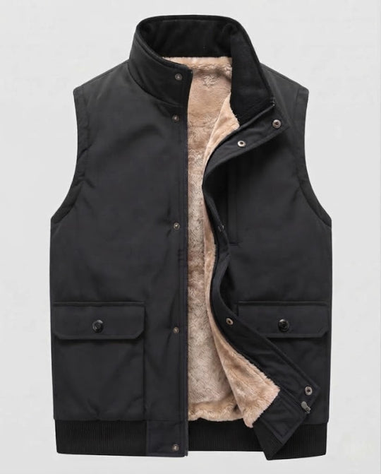 Herren Isolierte Teddyweste im Outdoor-Utility-Stil mit hohem Stehkragen und Klapptaschen Nord Taschen