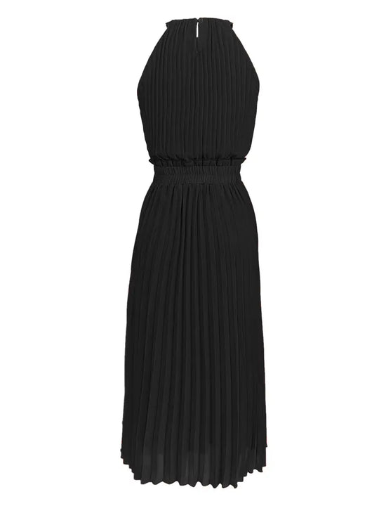 Nord Taschen | Elegantes X-Sommer Midikleid mit Rundhalsausschnitt und Gesch Gathered Taille
