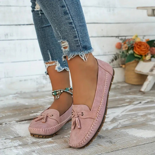 Klassische Wildleder-Loafer mit Quastendetail für Damen