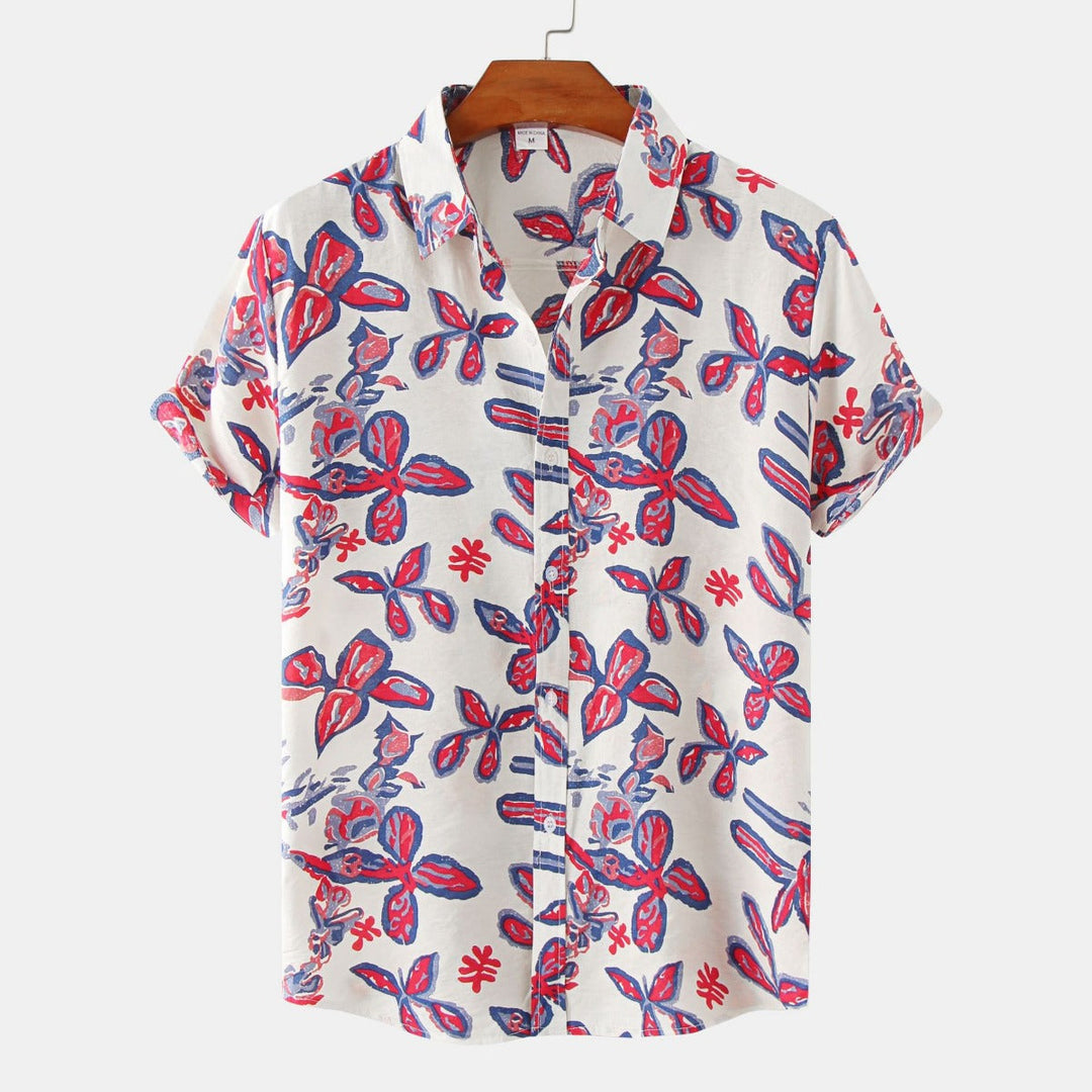 Floral kurzärmeliges Blumenhemd Männer