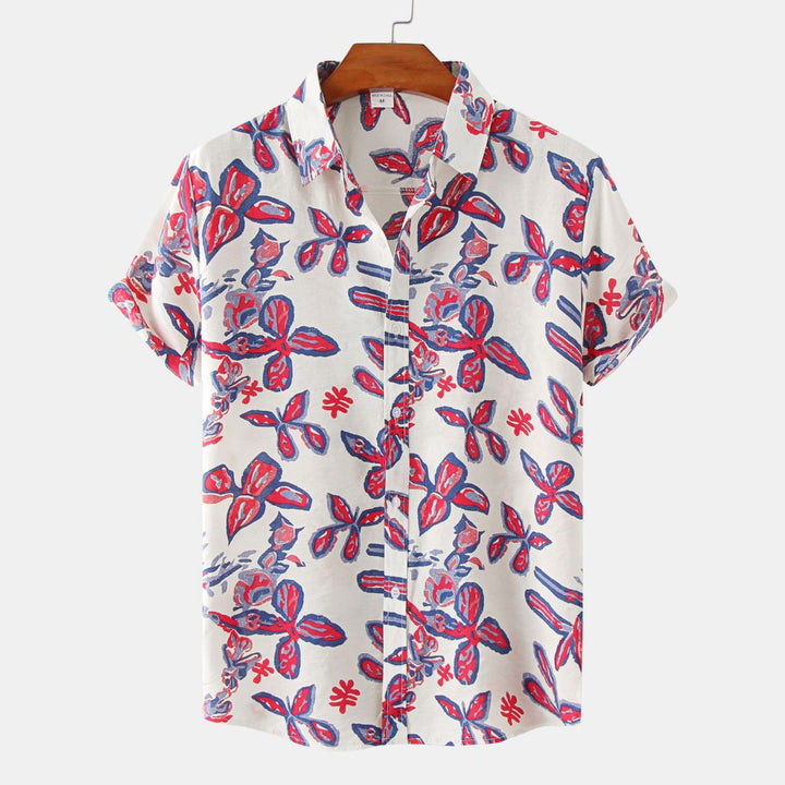 Floral kurzärmeliges Blumenhemd Männer