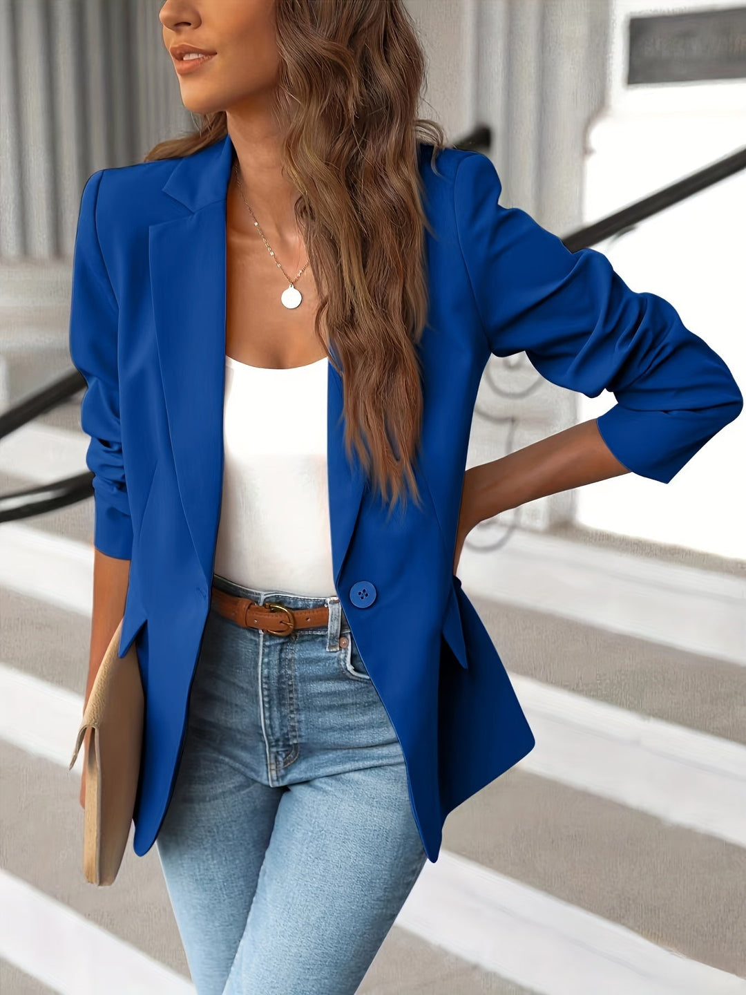 Stilvolle Herbst Klassische Business Blazer mit Seitentaschen für Frauen