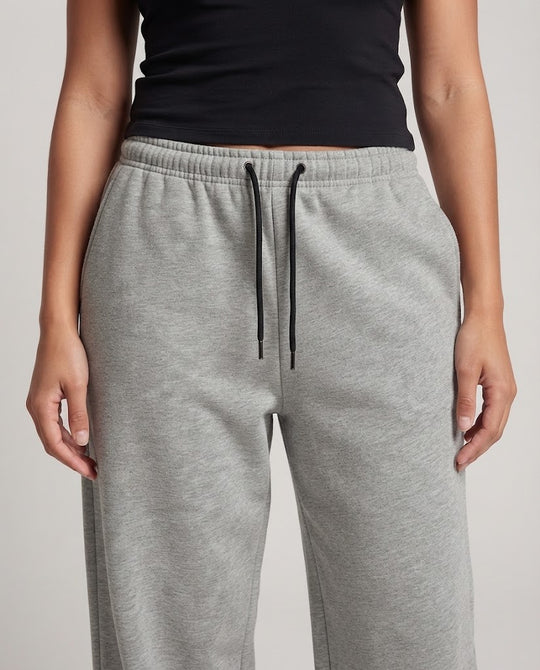 Damen Ultraweite Fleece-Sweatpants im Palazzo-Schnitt mit Tunnelzugbund Nord Taschen