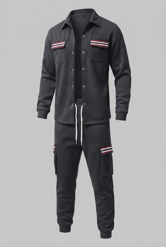 Herren-Cargo-Jogginganzug mit Overshirt, Kordelzug und kontrastierenden Klappentaschen Nord Taschen