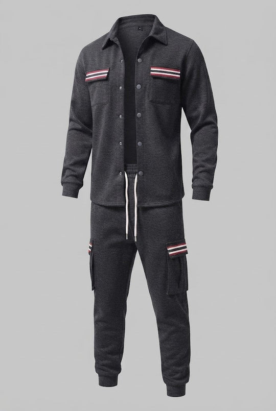 Herren-Cargo-Jogginganzug mit Overshirt, Kordelzug und kontrastierenden Klappentaschen Nord Taschen