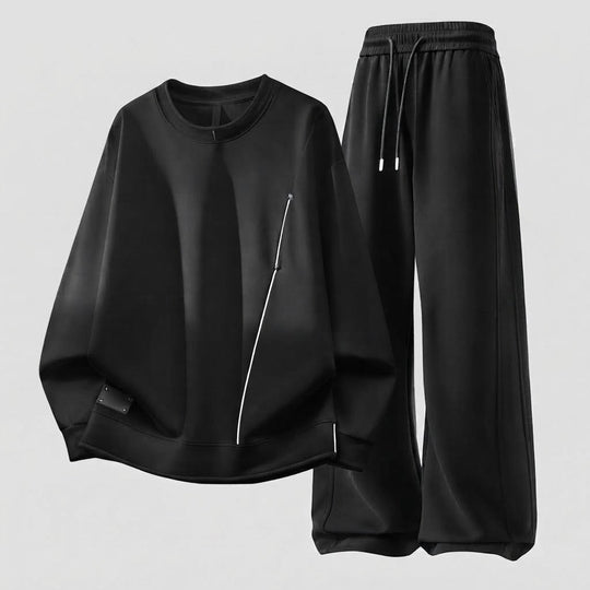 Herren Oversized Freizeitset aus schwerem Baumwollmix mit Rundhalsausschnitt Sweatshirt & weitem Jogginghose Nord Taschen