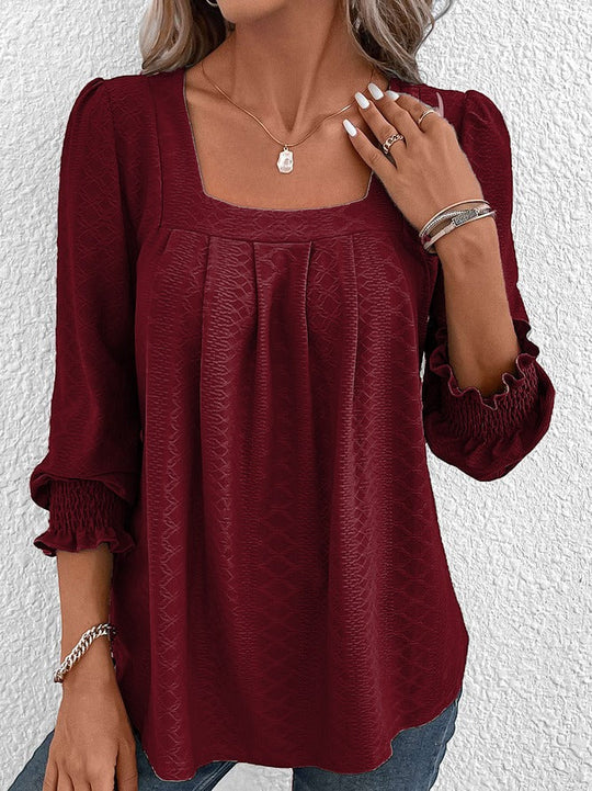 Baumwollbluse Mit Eckigem Ausschnitt