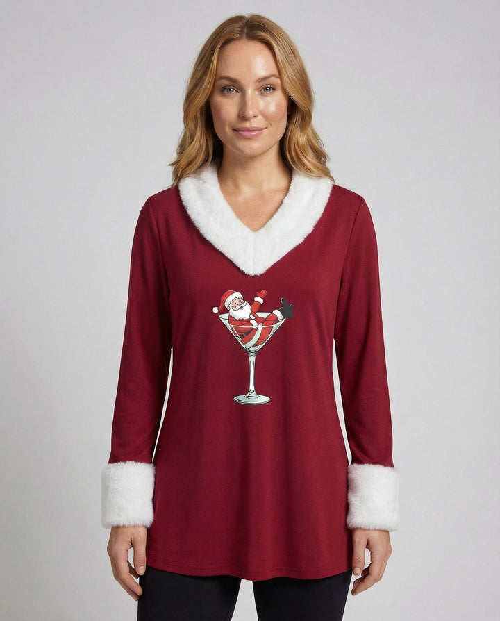 Weihnachtstop Plüsch Damen