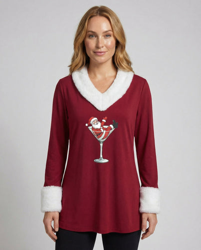 Weihnachtstop Plüsch Damen